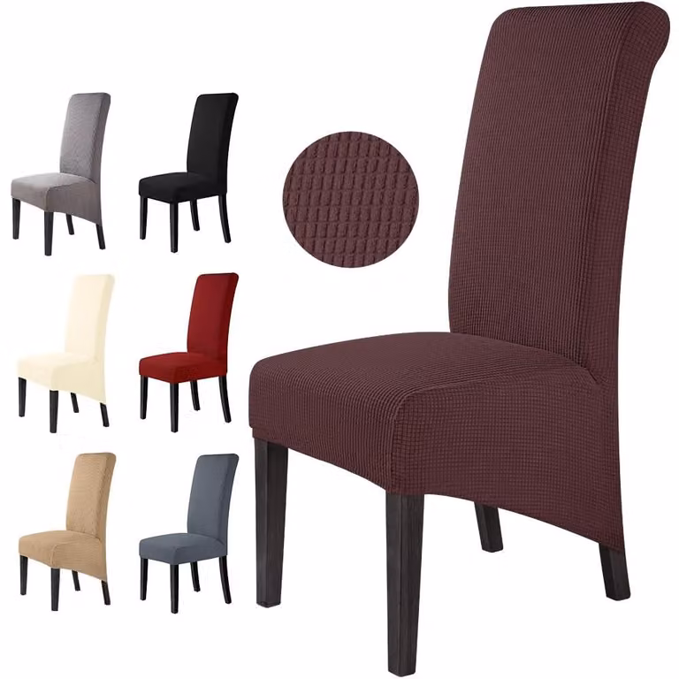 Copri sedie elasticizzati per sedie da pranzo (set da 6, colore marrone)