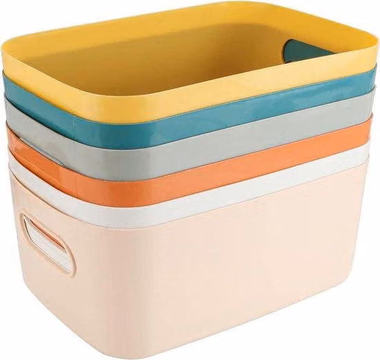 Cestino portaoggetti 6 pezzi scatole di plastica diversi colori 24 x 16 x 9 cm armadio cucina ufficio bagno giocattoli resistente contenitore ordinato aperto con maniglie scatola portaoggetti - scatola portaoggetti