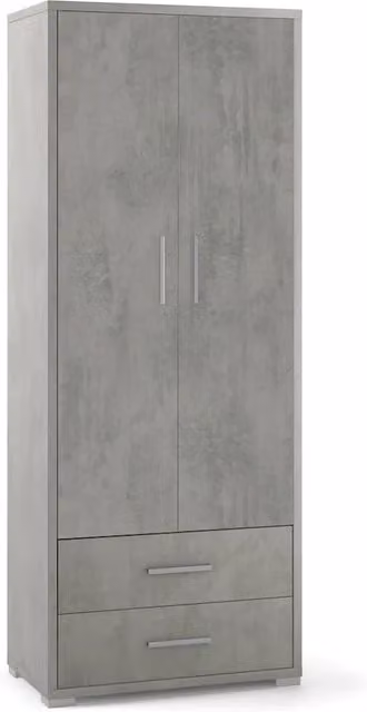 Armadio mobile 2 ante con 2 cassetti 71x41x182H cm in kit dal design elegante colore Cemento