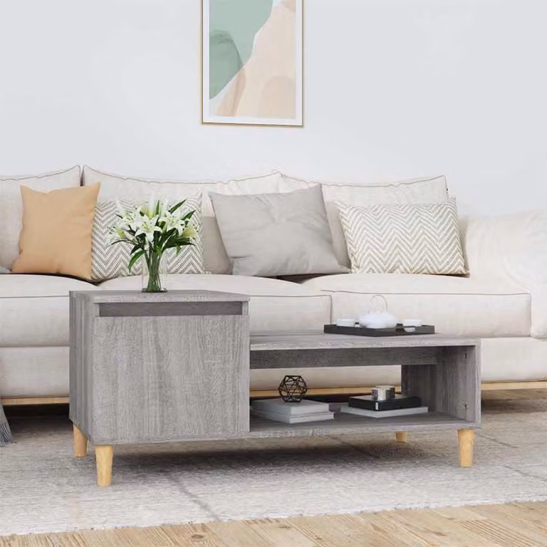 vidaXL Tavolino da Salotto Moderno in Legno Multistrato e MDF, Grigio Sonoma, L 100 x P 50 x H 45 cm