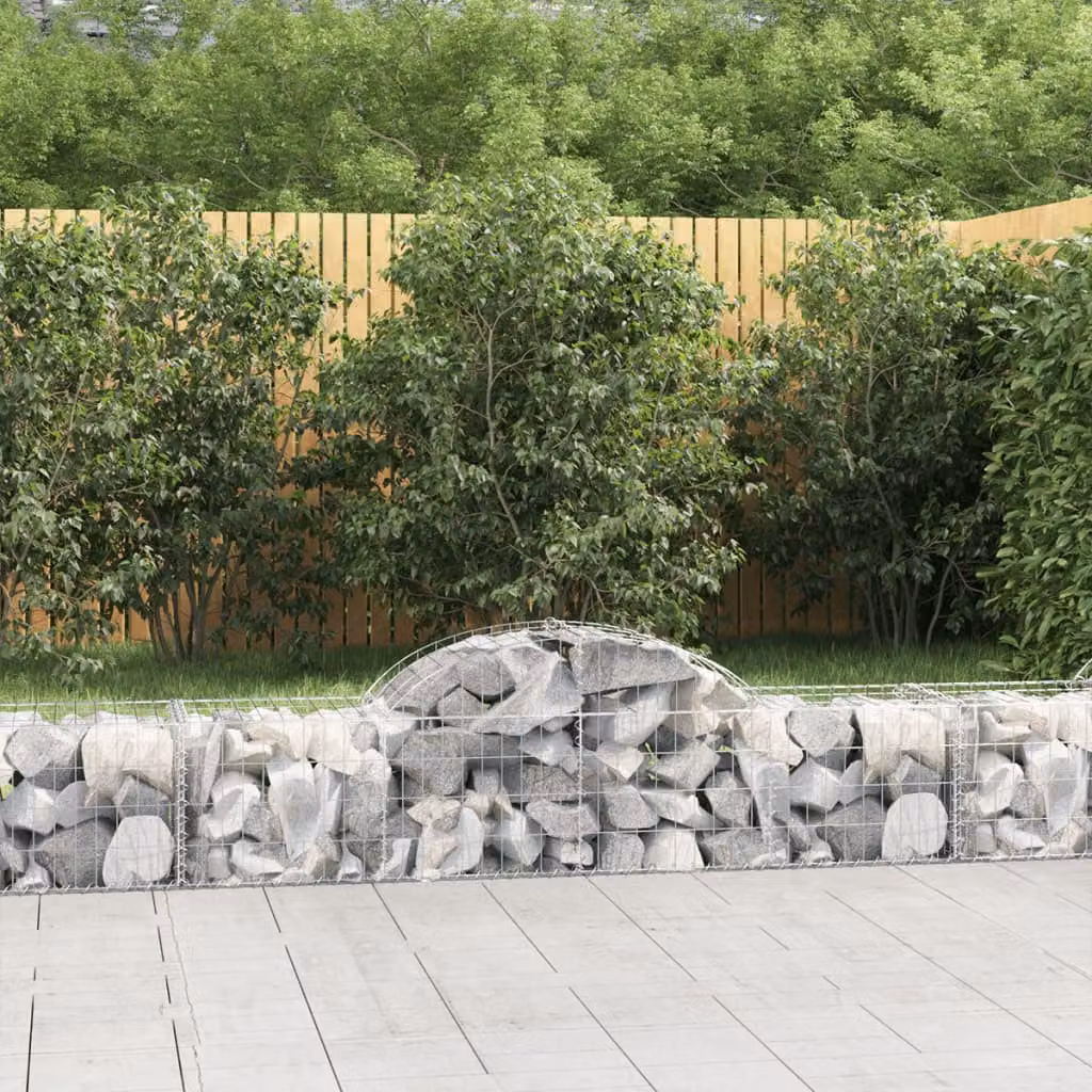 Set di 7 Cesti Gabbioni ad Arco vidaXL in Acciaio Zincato Grigio L: 200 cm, P: 50 cm, H: 40/60 cm