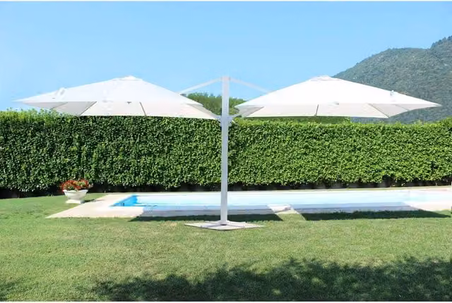 Ombrellone Doppio Archimede Bianco con Telo Antivento in Poliestere e Struttura in Alluminio L/P: 3 x 3 m