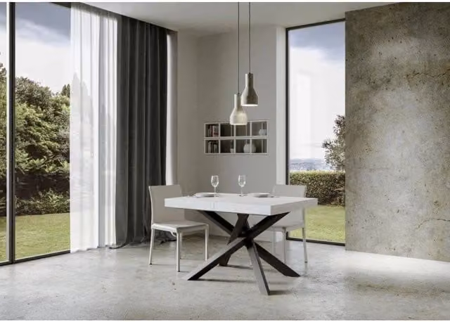 Tavolo allungabile Volantis Premium ITAMOBY con telaio in metallo antracite e piano in bianco frassino L: 140-400 cm, P: 90 cm