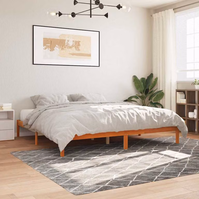 vidaXL Giroletto in legno di pino marrone cera con doghe fisse 200x200 cm