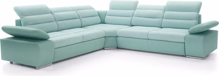 FURNLUX Divano angolare Corfu Verde e Argento 296cm / Colore principale: Verde / Dimensioni: 296 x 100 x 296 cm