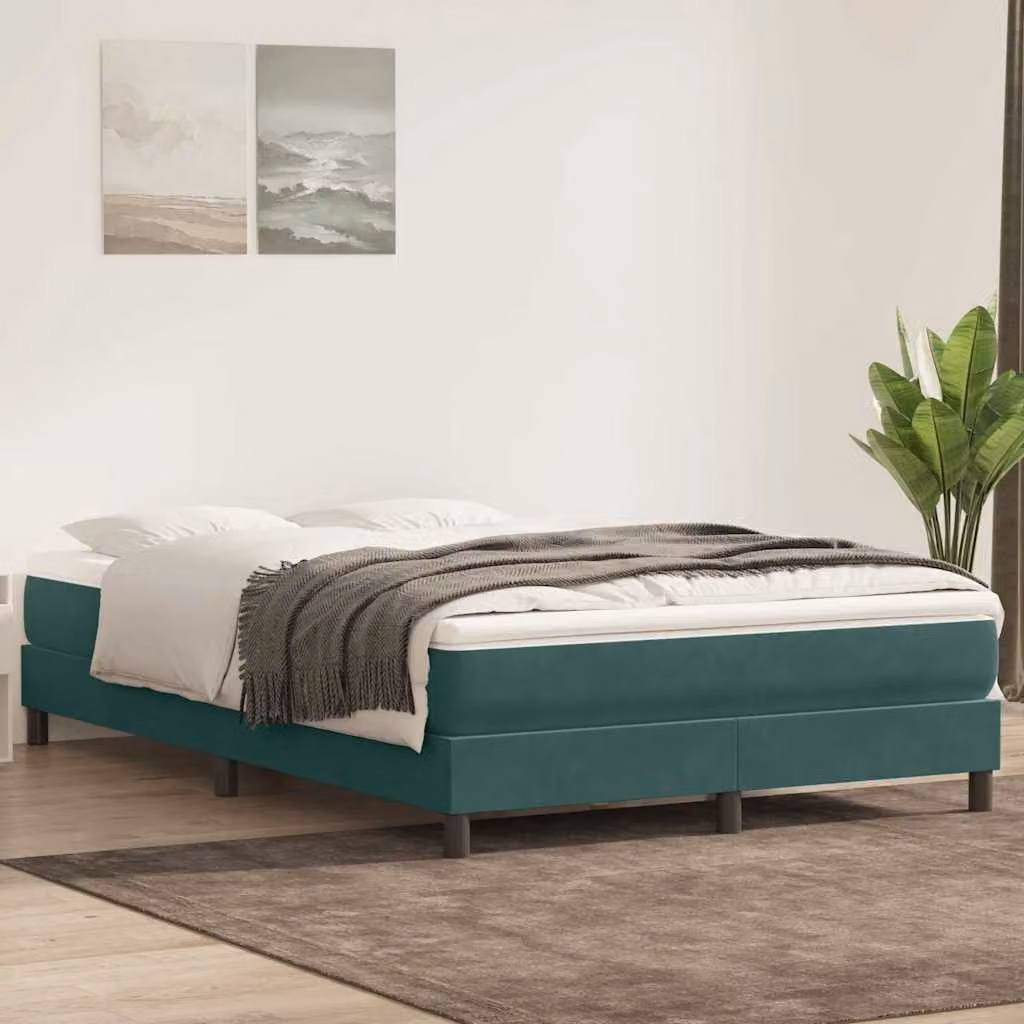 Maison Exclusive - Giroletto a Molle con Materasso Verde Scuro 160x220 cm Velluto