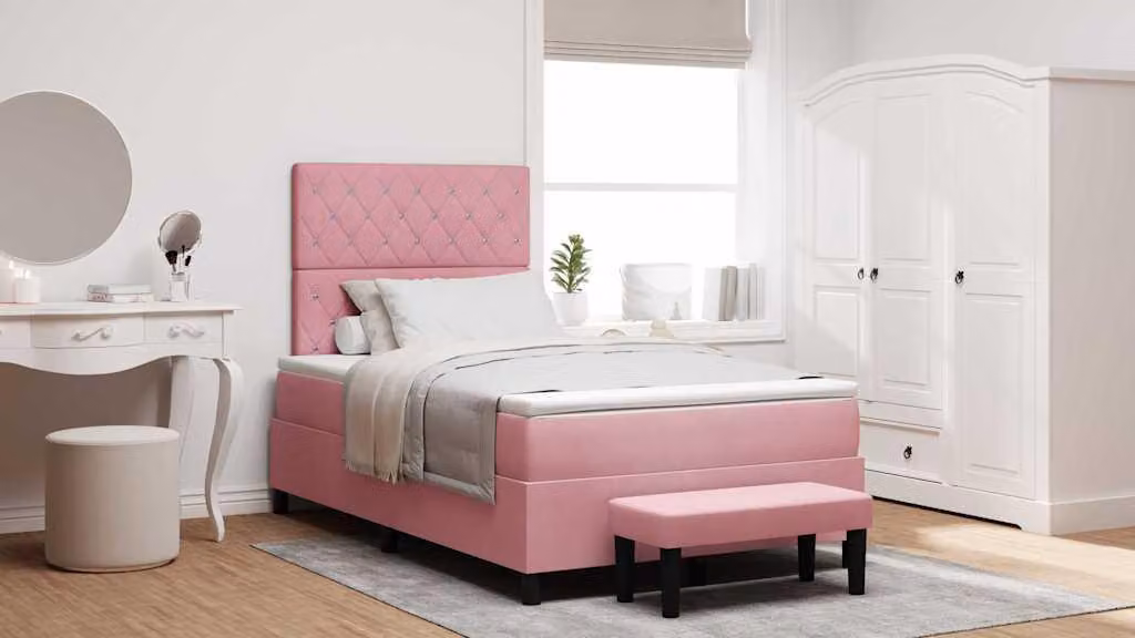 Maison Exclusive - Letto boxspring con testiera Rosa 190 x 120 cm in velluto