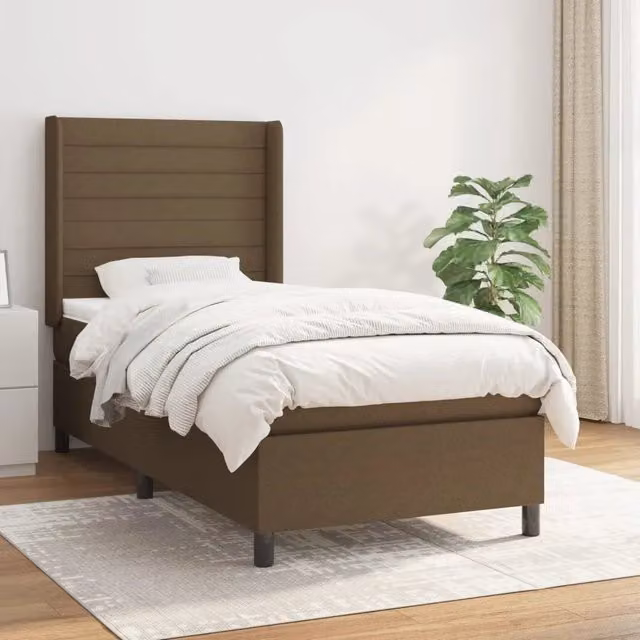 Letto Ibrido vidaXL con Giroletto a Molle e Materasso, Marrone e Bianco, L/P/H: 203 x 103 x 128 cm