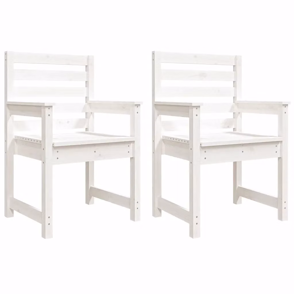 Set di 2 sedie da giardino vidaXL in legno di pino bianco laccato con braccioli L: 60 cm, P: 48 cm, H: 91 cm – 2