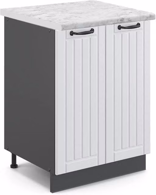 Mobiletto base cucina Fame-Line Bianco rustico/Antracite 60 cm, PL Marmo Vicco