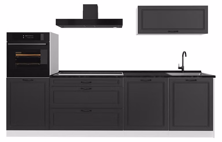 Cucina componibile Vicco R-Line Antracite country/Bianco 280 cm piano di lavoro Antracite, Model 67994