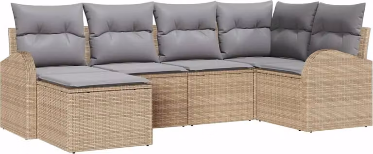 Set di divani 6 pcs Beige e grigio chiaro polyrattan