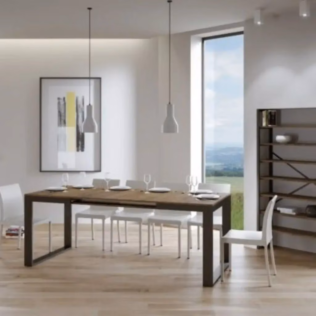 Tavolo allungabile Itamoby Tecno Evolution moderno in noce con telaio e gambe antracite L: 180-284 cm, P: 90 cm – 2