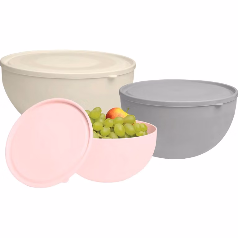 GUSTO CASA Set di 3 contenitori ermetici in plastica multicolor, senza BPA, adatti a microonde, congelatore e lavastoviglie