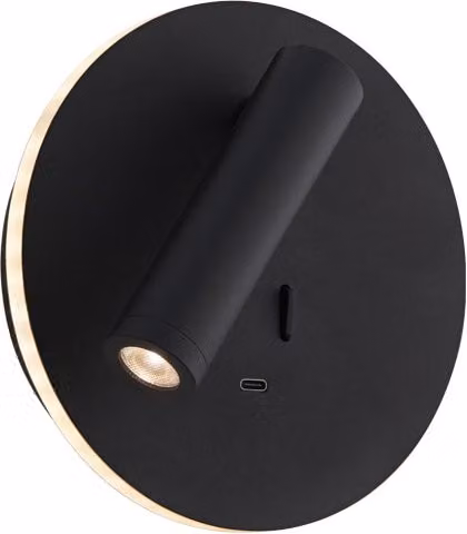 Applique LED MY WAY Rossini Group orientabile con porta USB, luce calda 3000K, Nero, design moderno in alluminio – 1