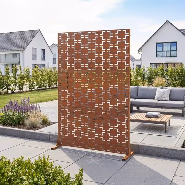 Pannello Divisorio Basciano casa.pro in Acciaio Corten Traforato Marrone Ossidato L: 120 cm, H: 180 cm