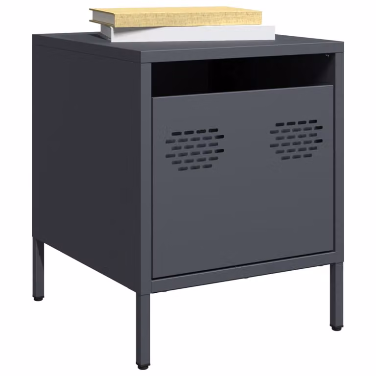 Set di 2 comodini vidaXL in acciaio antracite L/P/H: 35 x 39 x 43,5 cm