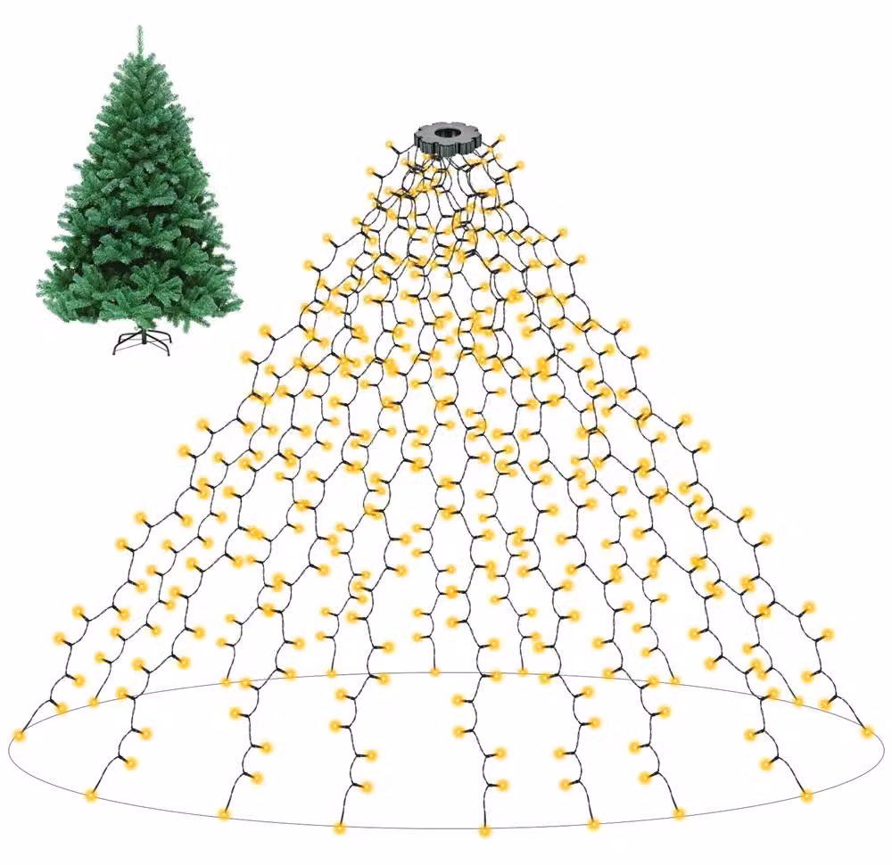 Luci natalizie a LED - Catena luminosa - 400 LED - 8 modalità di illuminazione - Luce bianco caldo - Adatte per interni ed esterni - 220 V - Spina di tipo EU