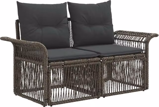 Set Divano da Giardino 4 pz | Set Salotto da Giardino Grigio polyrattan