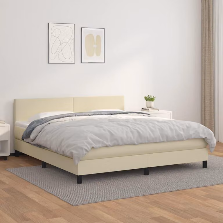 Maison Exclusive - Letto boxspring con materasso color crema 160x200 cm in ecopelle