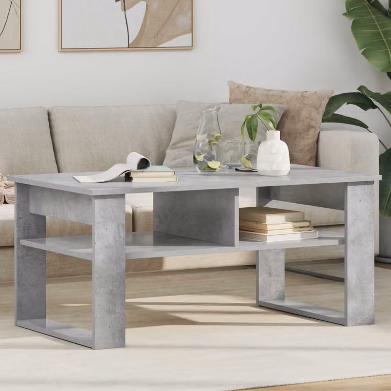 vidaXL Tavolino da salotto moderno rettangolare in MDF grigio, L: 96 cm, P: 54 cm, H: 44 cm