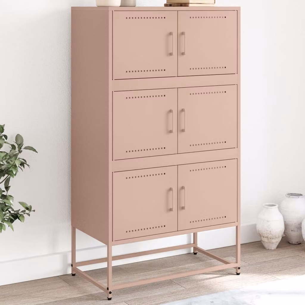 Credenza in metallo rosa stile industrial vidaXL L: 68,5 cm, P: 38,5 cm, H: 123,5 cm