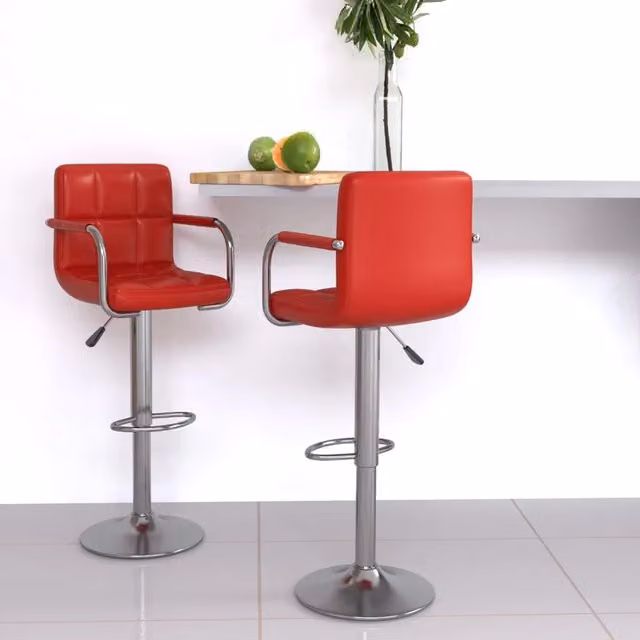 Set di 2 sgabelli da bar vidaXL in similpelle rossa con base girevole a 360 gradi e design moderno – 1