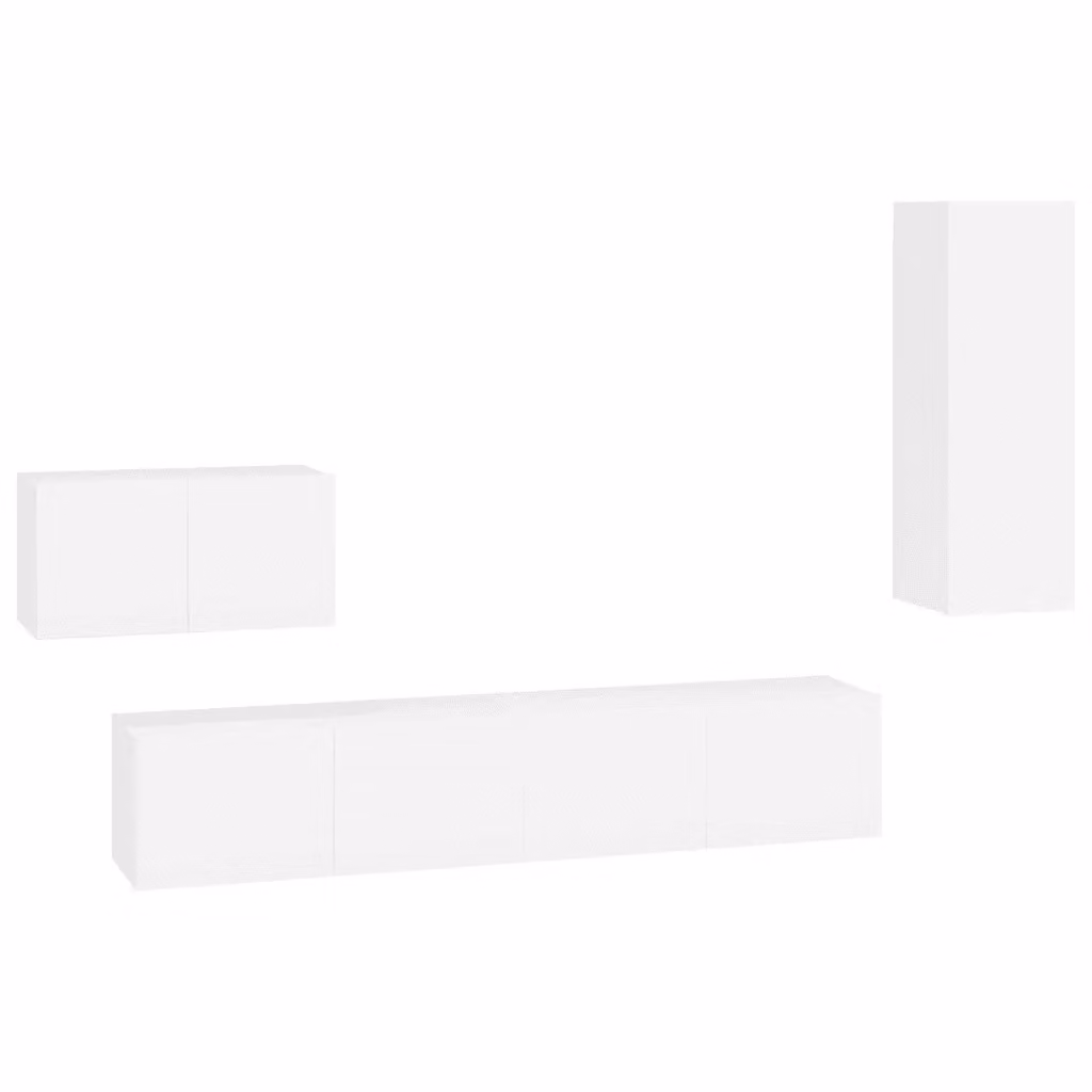 Set di mobili porta TV moderno vidaXL in legno multistrato bianco da 4 pezzi con montaggio a parete – 2