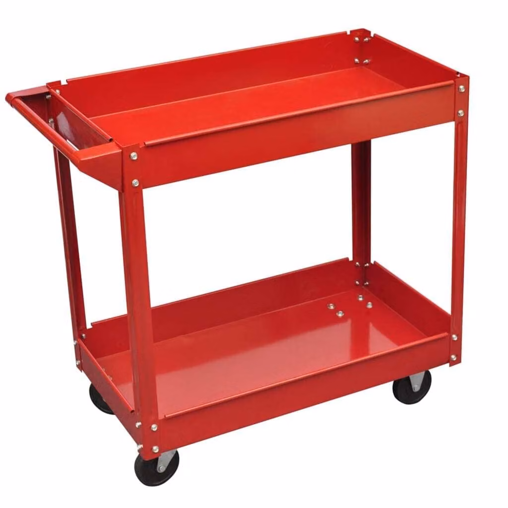 The Living Store Carrello da officina 100 kg Rosso