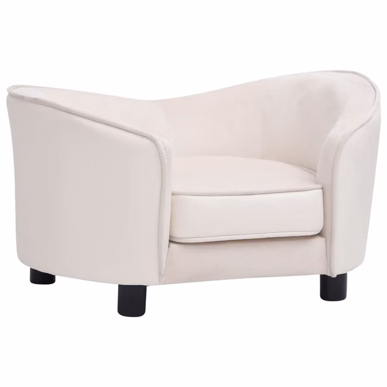 Divano per cani crema 69x49x40 cm in peluche e Pelle finta