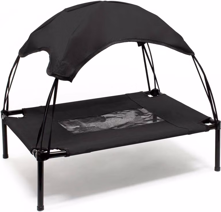 Wiltec letto per cani con tetto nero 76 x 60 x 16 cm taglia M fino a 25 kg letto per gatti all'aperto posto letto per animali domestici baldacchino solare