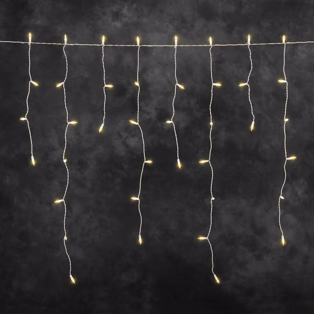 Konstsmide - Barriera luminosa a LED per pioggia di ghiaccio, 200 diodi color ambra, trasformatore 31V_esterno, cavo bianco - 2761-802