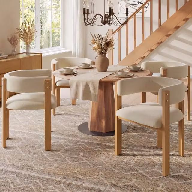 Sedia da Pranzo Imbottita con Gambe in Metallo ¨C Xylo ¨C Set 4 Pezzi, Tessuto Grigio