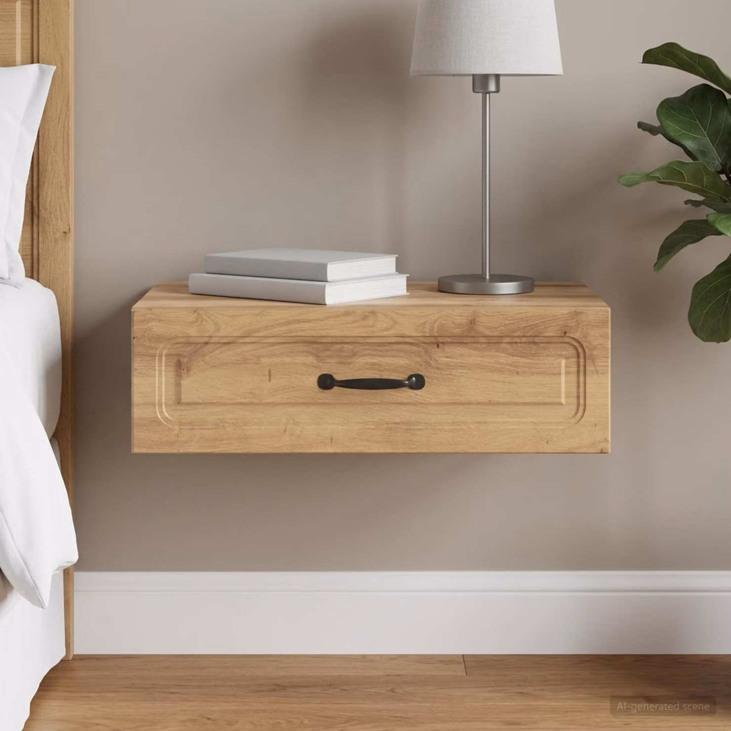 vidaXL Tavolino da Parete Moderno in Legno e MDF Marrone con Ante a Battente L: 59 cm, P: 34,5 cm, H: 17 cm