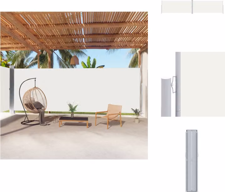 vidaXL Tenda laterale estensibile crema 220x1000 cm - Ombrelloni e tende da sole