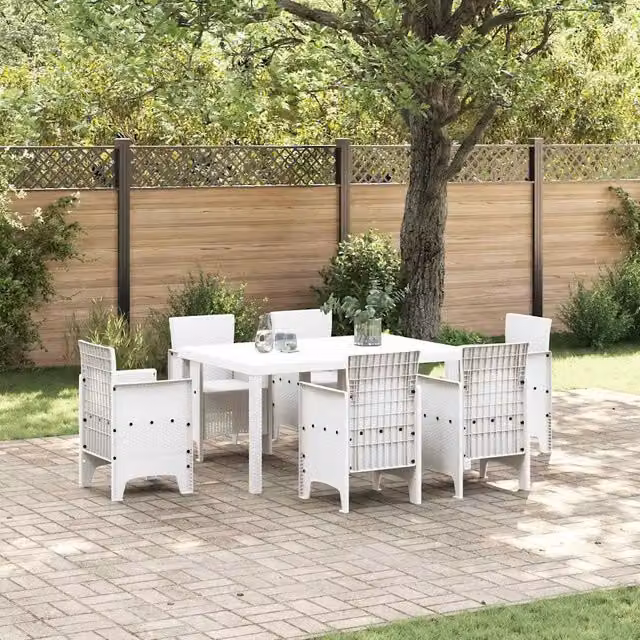 Tavolo da giardino rettangolare vidaXL in polyrattan bianco L: 150 cm, P: 100 cm, H: 73 cm