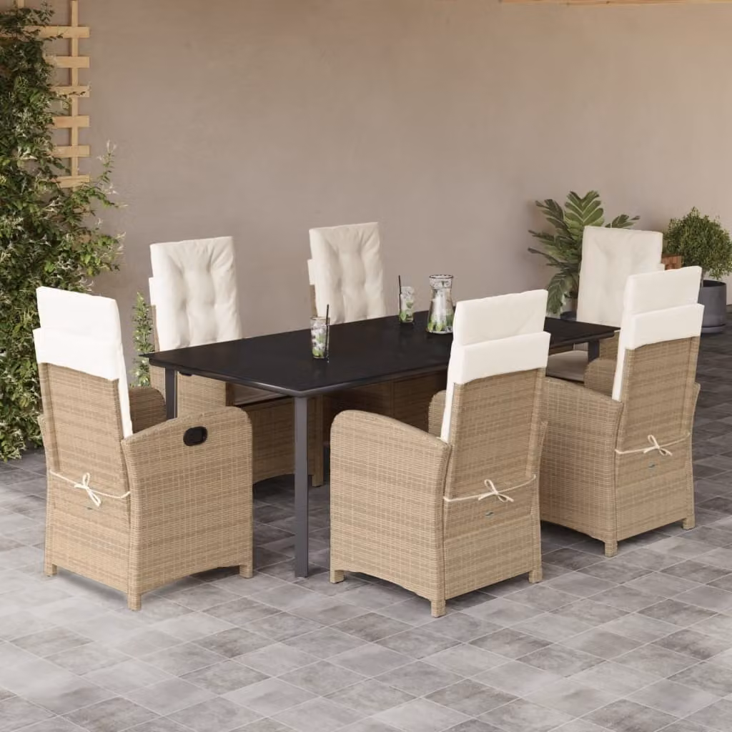 Maison Exclusive - Set da pranzo da giardino 7 pezzi con cuscini in polyrattan beige