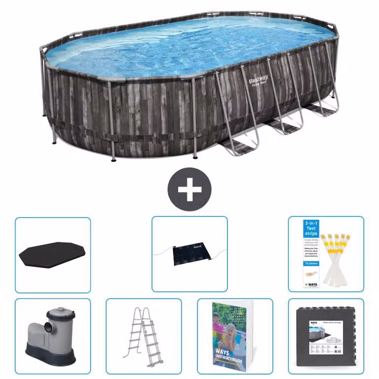 Bestway Power Steel, piscina ovale - 610x366x122 cm - composta da 6 parti, modello S543