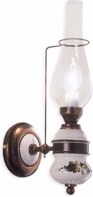 Applique Classica Pompei Ottone E Ceramica Nero Sfumato Rame 1 Luce E14