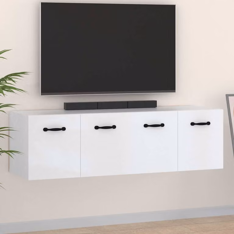 Set di 2 mobili da parete vidaXL bianchi in legno e MDF con ante a battente, L 80 cm x P 35 cm x H 36,5 cm
