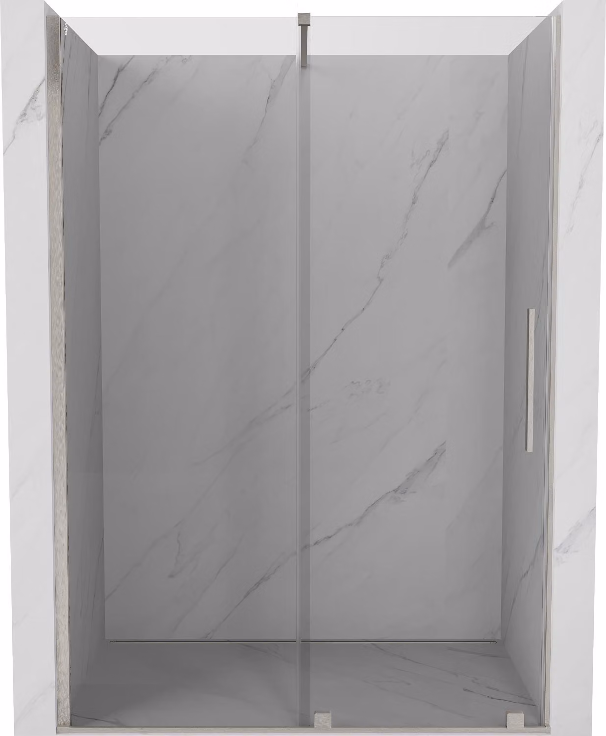 Mexen Velar porta doccia scorrevole 130 cm, trasparente, nichel spazzolato - 871-130-000-01-97