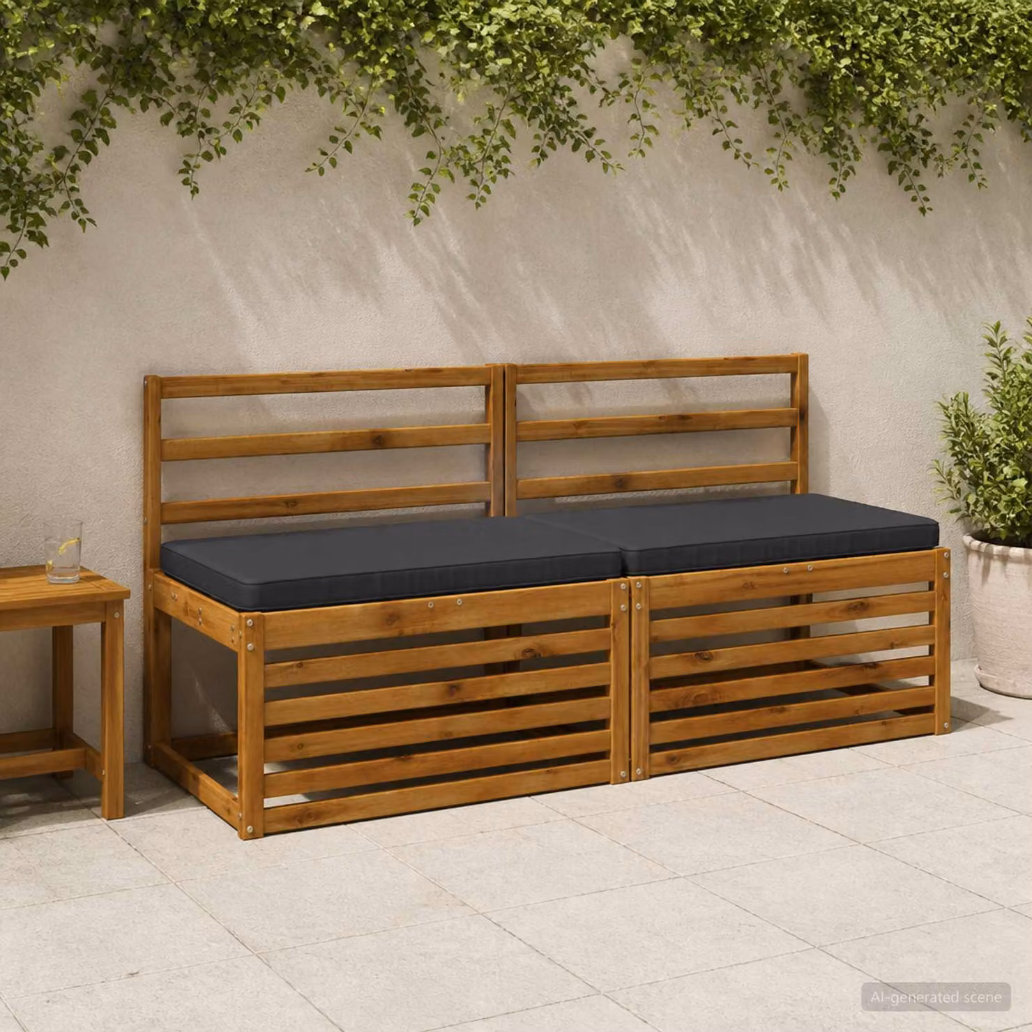 Cuscino per panchina vidaXL in poliestere blu scuro con rivestimento rimovibile e resistente ai raggi UV