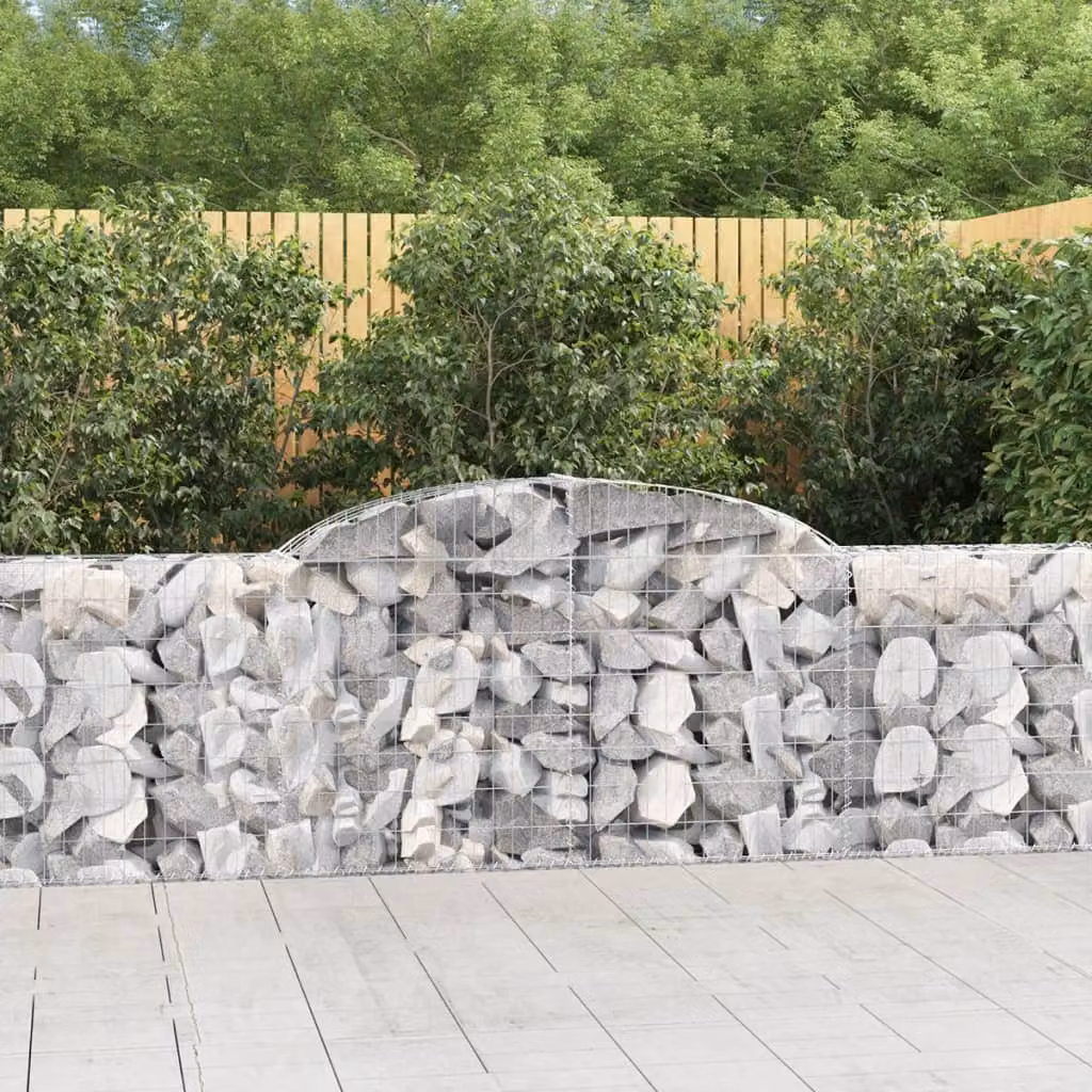 Set di 3 Cesti Gabbioni ad Arco vidaXL in Acciaio Zincato Grigio L: 300 cm, P: 30 cm, H: 80/100 cm