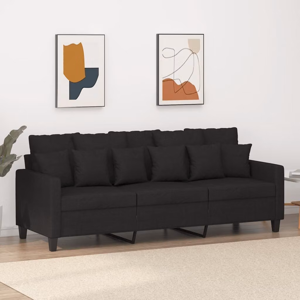 Maison Exclusive - Divano a 3 posti nero 180 cm tessuto