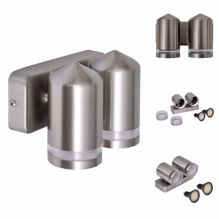 vidaXL Applique LED in acciaio inox a forma di cono irradiato verso il basso - Illuminazione esterna