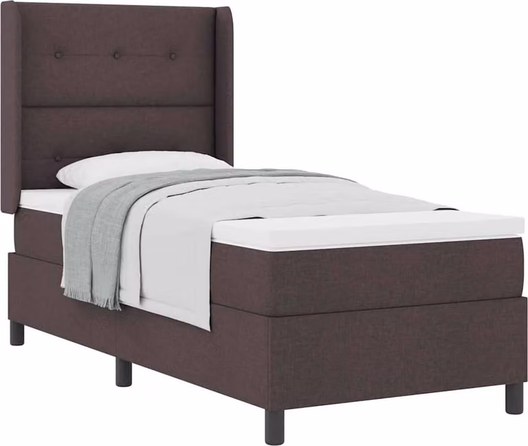 Letto a molle con materasso marrone scuro 100 x 200 cm in tessuto