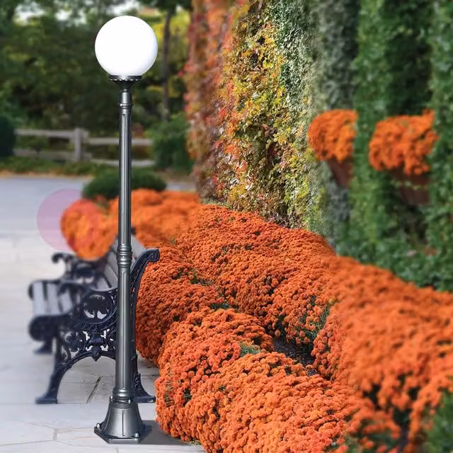 ORIONE ANTRACITE Lampione h. 172 per Esterno Giardino con sfera globo policarbonato d.25 GARDENLIGHT