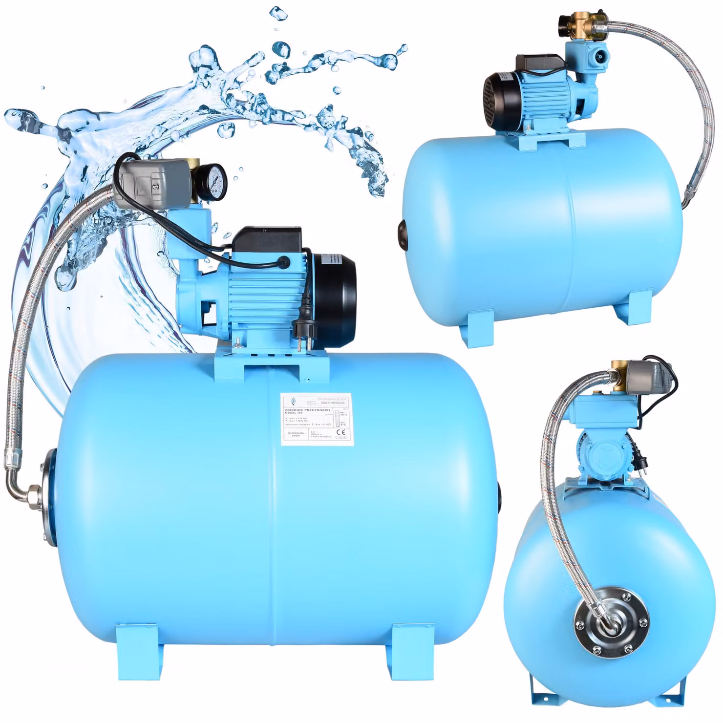 Set Idroforo Serbatoio d'acqua 100L + Pompa WZP 750 750W 3000L/H + Accessori + Tubo flessibile