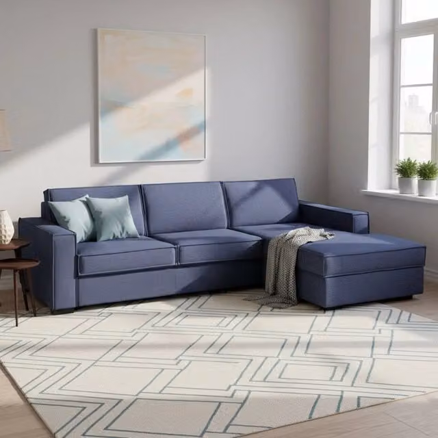 Afar, Divano Letto con Penisola L Made in Italy, Blu, L: 260 cm, P: 95 cm – 1