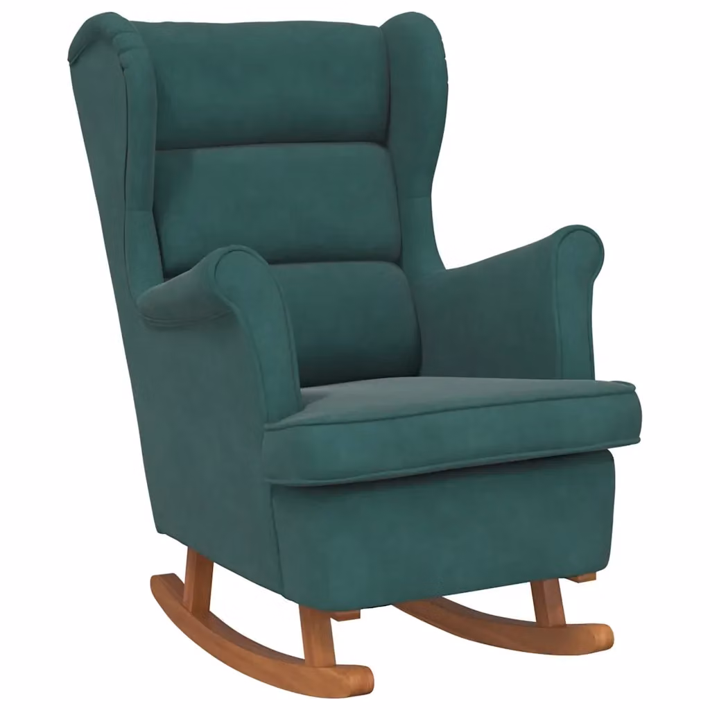 Sedia a dondolo con schienale alto in velluto verde vidaXL con braccioli – 2